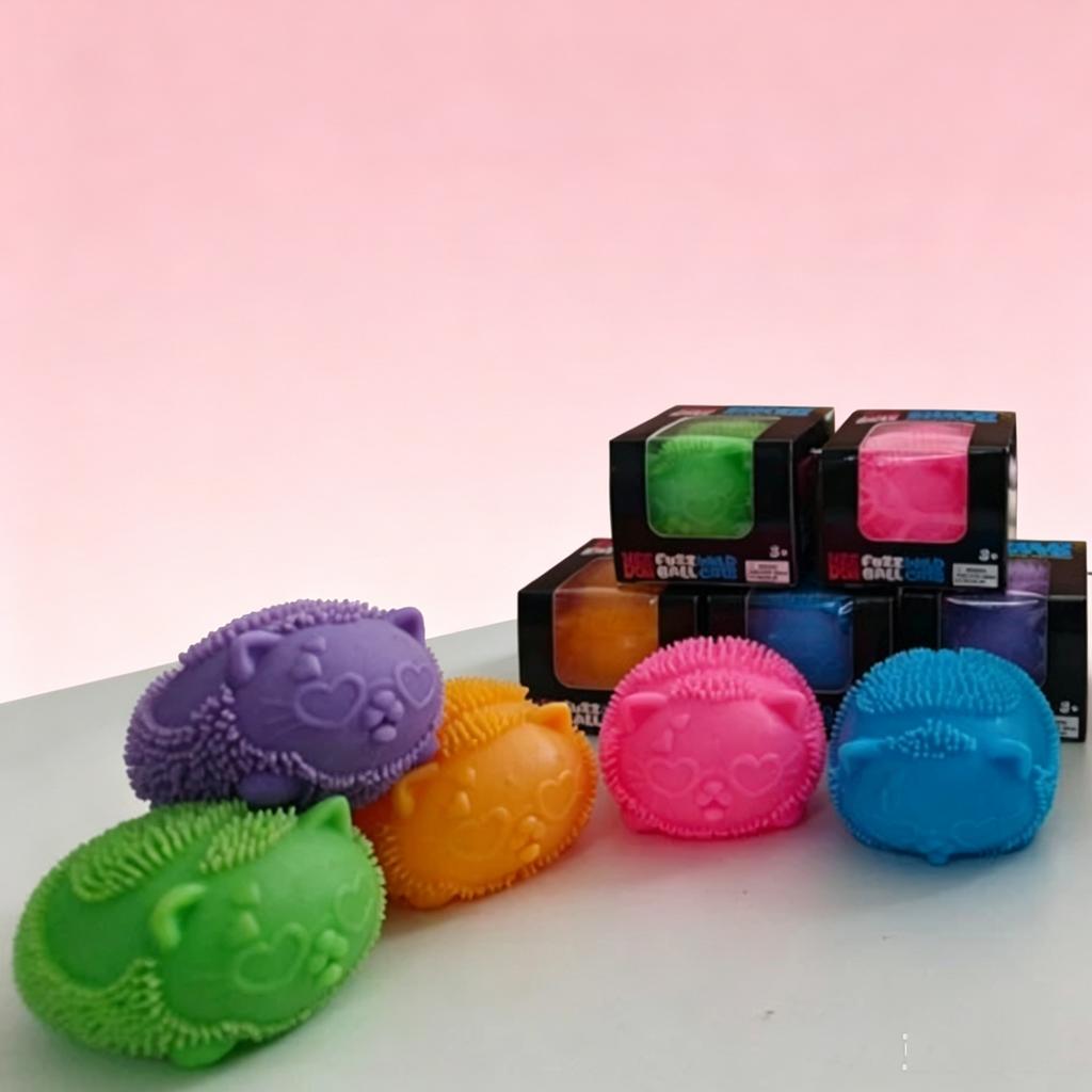 Heißes Needoh Fuzz Ball Katzen Stressabbau Puzzle Spielzeug Malzzucker Squishy Stressabbau Langsamer Rückprall Anti-Angst Quetschspielzeug