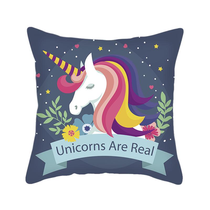 Unicorn Pillowcase 40x40cm Linen Cushion Cover, Unicorn Gift for Girls Or Boys Throw Pillow Covers Decorative Pillows