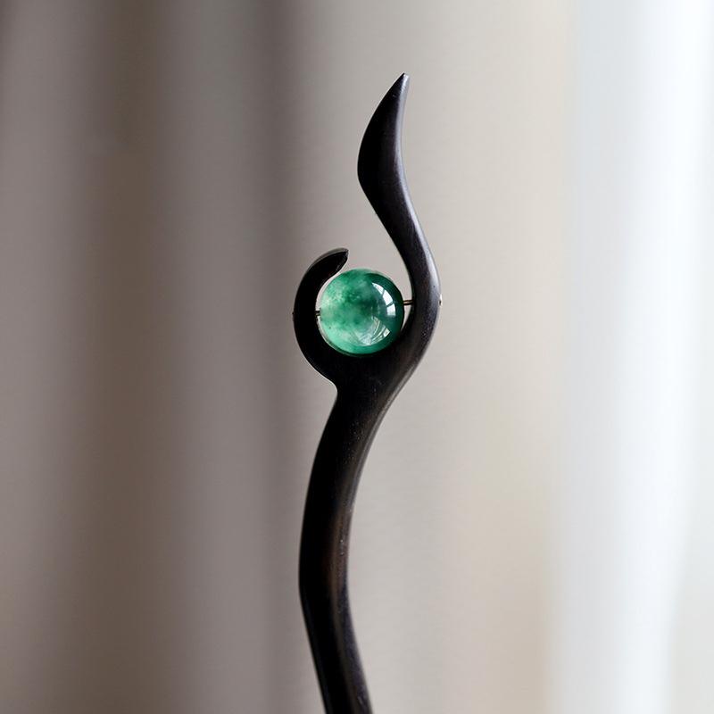 Neuer chinesischer Stil Haarnadel Haarnadel Glänzende Oberfläche Elegant Grünstein Haarstäbchen für Haare DIY Accessoire Haarstyling