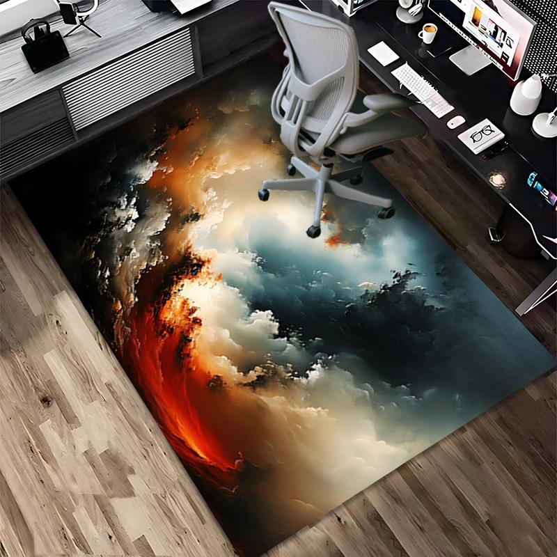 Fire Smoke Crystal Velvet Chair Mat Area Rug - Non-Slip, Floor Mat, Office Desk Chair Rugs, Bedroom Decor.Christmas Gift-1106060