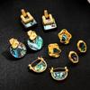 Vintage Irregular Round Square Natural Abalone Shell Earrings for Women Creative Gold Plated Geometric Statement Dangle Earrings