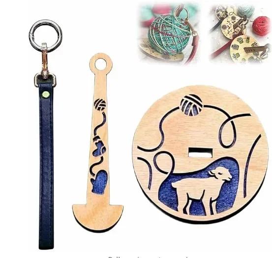 Portable Wooden Yarn Holder Spinning Stand with Wrist Strap for Knitting Sewing Thread Spool Wool Ball Winder DIY Craft