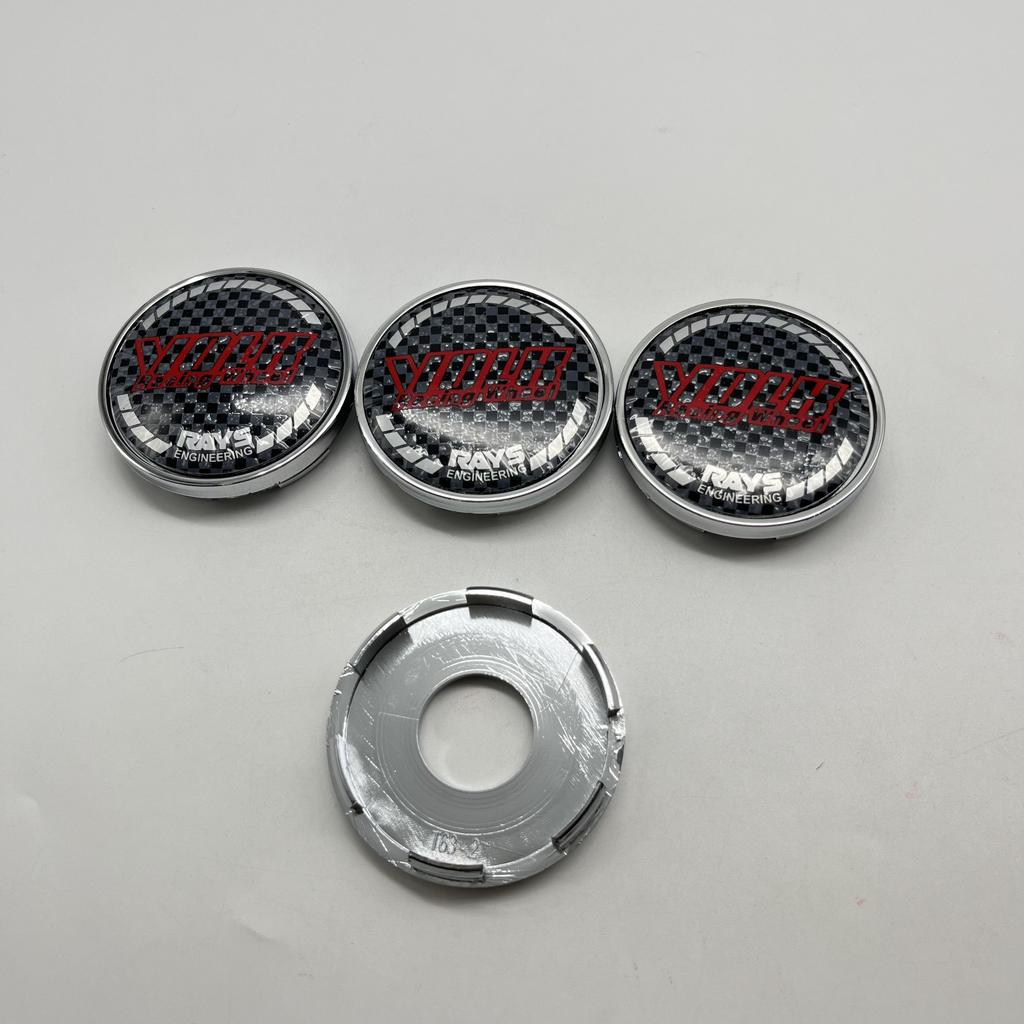 4 Stück T63-2 63mm Für VOLK RAYS Emblem Plakette Auto Radnabenkappen Radnabenmitte Staubschutz Felgenkappen Auto Styling Zubehör