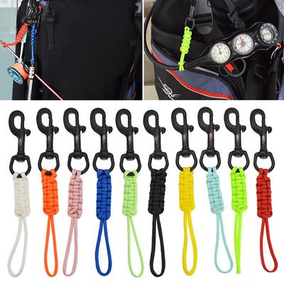 1 Stück Tauchen 316 Edelstahl Bolzenkarabinerhaken mit Seil Handgeflochten Leuchtendes Festes Seil Anti-Verlust Sicherheitsseil BCD Zubehör