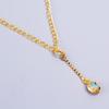 Fancy Natural Ethiopian Opal Chain Electroformed Necklace Jewelry Gold Finish V-81