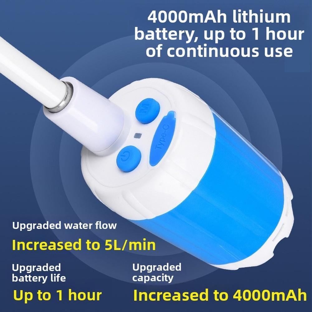 Blue Portable Shower Strong Water Flow Shower Pump Rechargeable Pump Strong Water Pressure Lightweight Compact 3 Pressure Modes