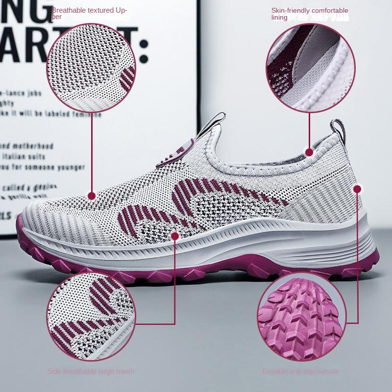 Scarpe a rete Scarpe da donna estive traspiranti da donna Scarpe singole Scarpe da passeggio casual per coppie di mezza età per uomini e donne