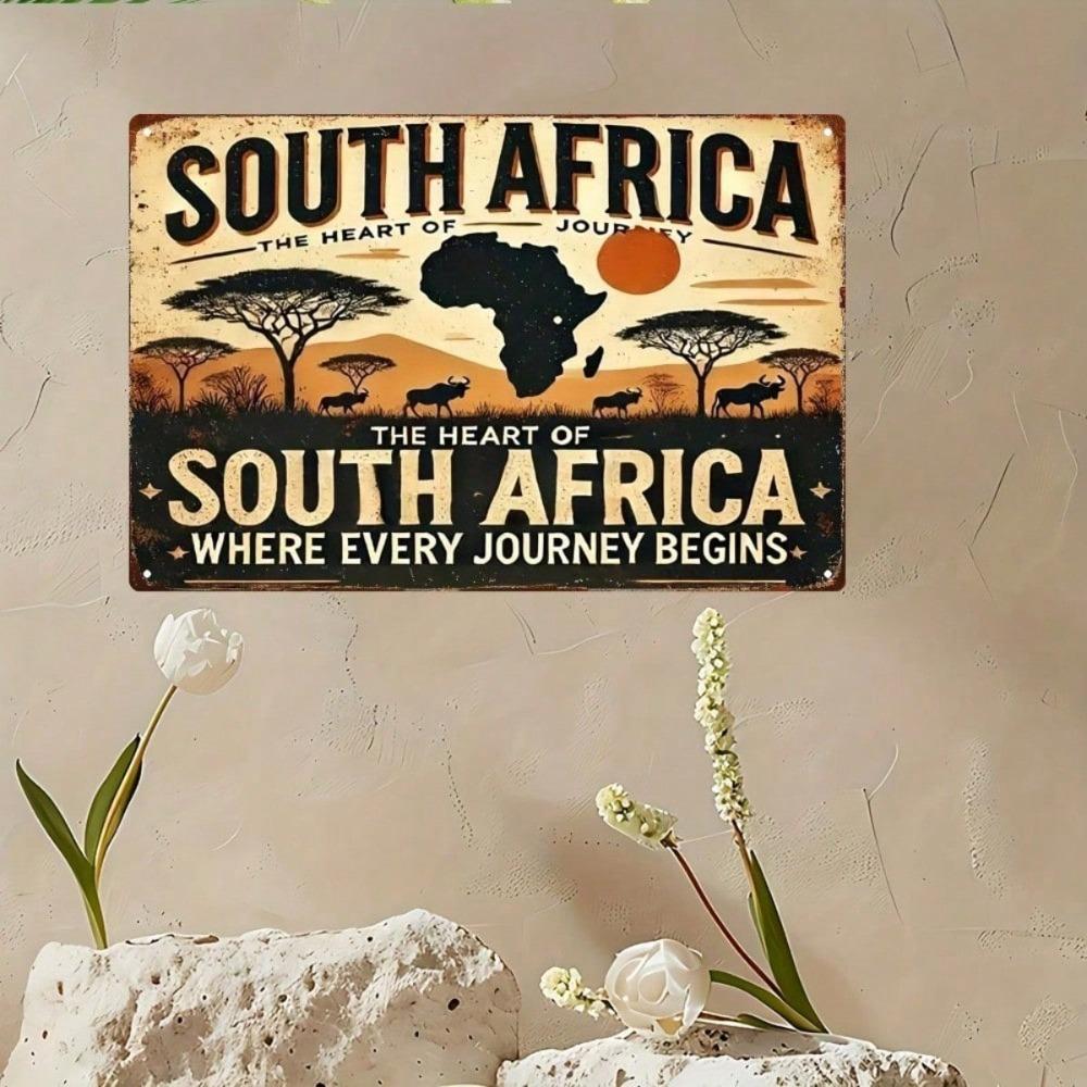 Vintage Easter 8x12 Tin Sign, South African Landscape, Flat Reusable Metal Wall Art for Farmhouse