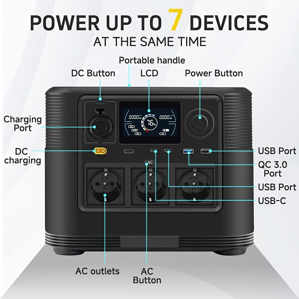 Portable 1200W/1008Wh Power Station, 1008Wh LiFePO4 Battery LCD Display for RV, Outdoor & Mobile Work