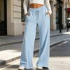 Women's Casual Loose Fit Wide Leg Pants with Drawstring and Pockets for Everyday Wear