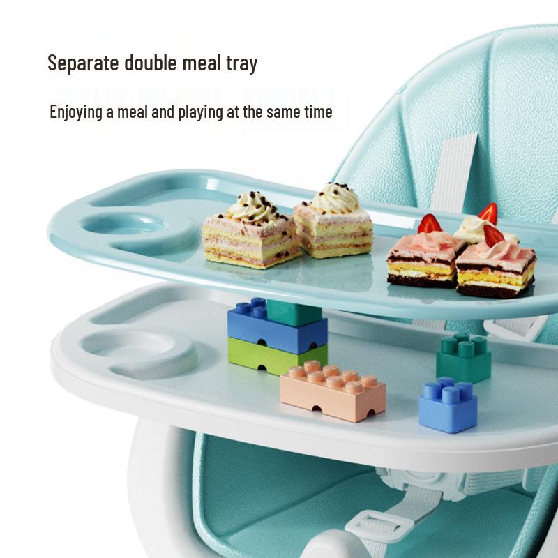 Adjustable Portable High Chair for Infants - Foldable Children's Dining Seat with Double Layer Tray