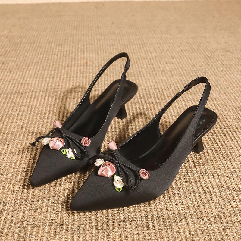 Niche high heels bag head sandals women's 2025 summer new large size pointed single shoes