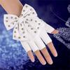 Guanti Senza Dita Borchiati con Fiocco per Festa Cosplay