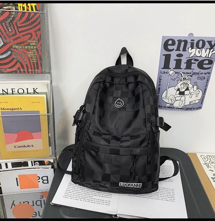 

Black Nylon College Student Backpack 2024 New Korean Style High School Middle School Travel Bag Female