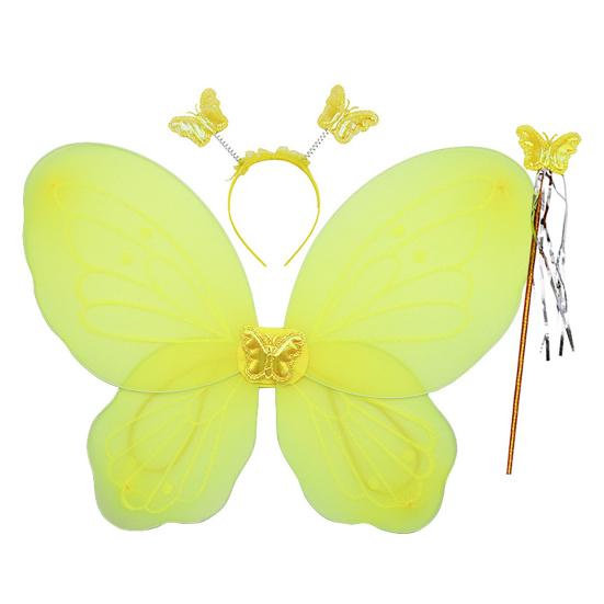 Yousheng 1 Set Girls Butterfly Wings Kids Foldable Butterfly Fairy Wings Hairband And Wand Fairy Costume Props for Halloween Parties Cosplay Photo
