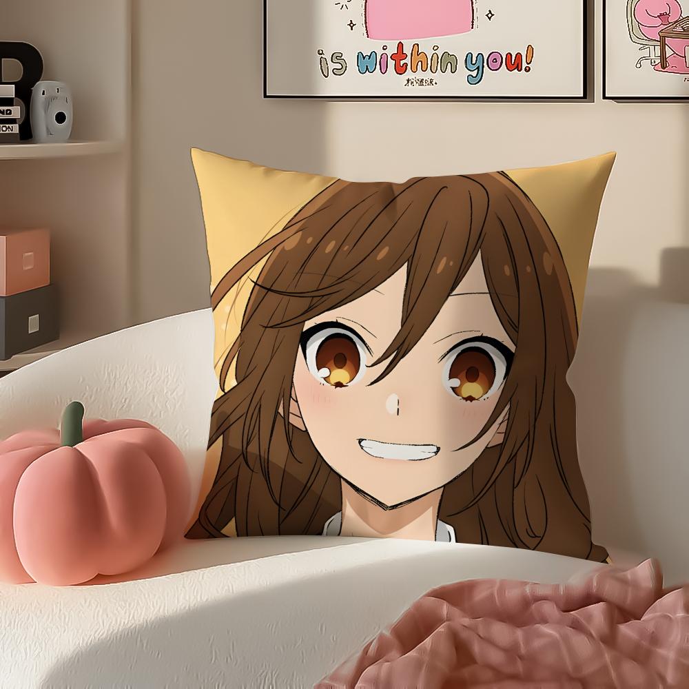 Sweet Romantic Japanese Anime HHorimiya Cushion Cover Pillowcase Short Plush Invisible Zipper Room Sofa Cushion Cover