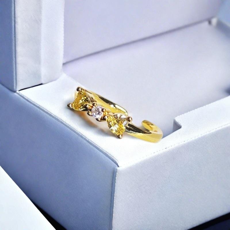 Micro-Set Zircon Bright Imitation Diamond Open Ring Light Luxury High Sense Niche Design Fashion Accessories Women