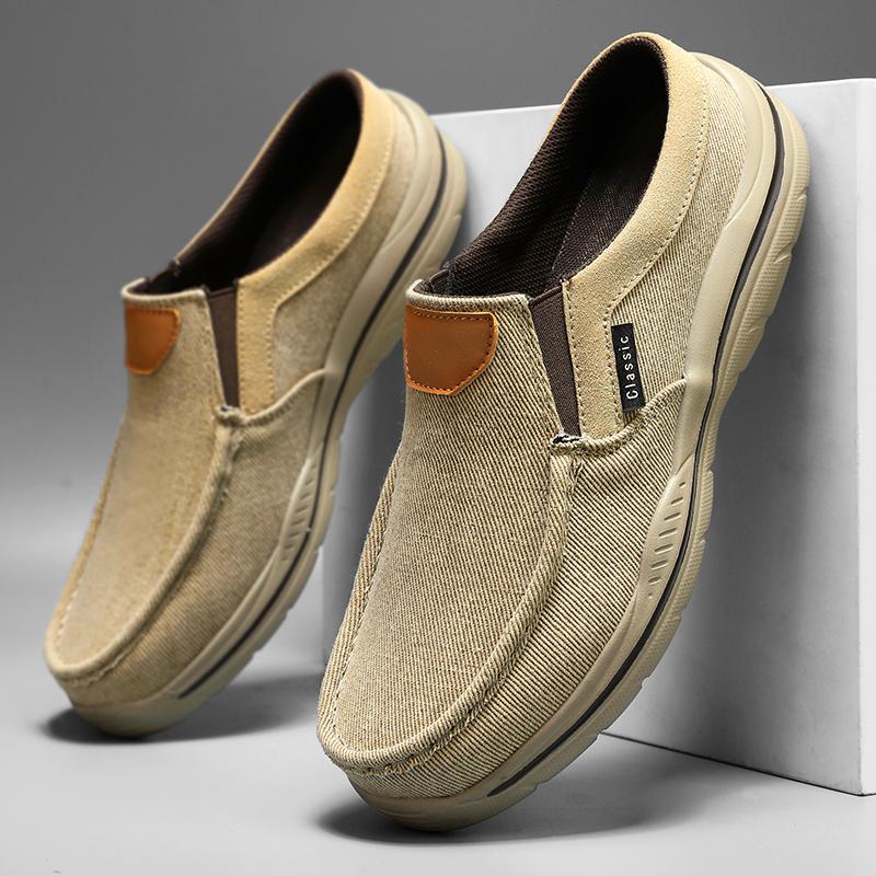 Summer Mens Casual Shoes Breathable Man Loafers Lightweight Canvas Shoes Comfortable Half Slippers Slip on Male Walking Sneakers