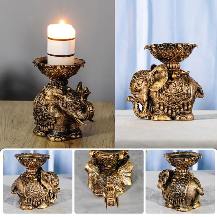 Porta-velas Elefante da Sorte Riqueza Estátua de Resinas Animais Castiçais para Velas Tealight