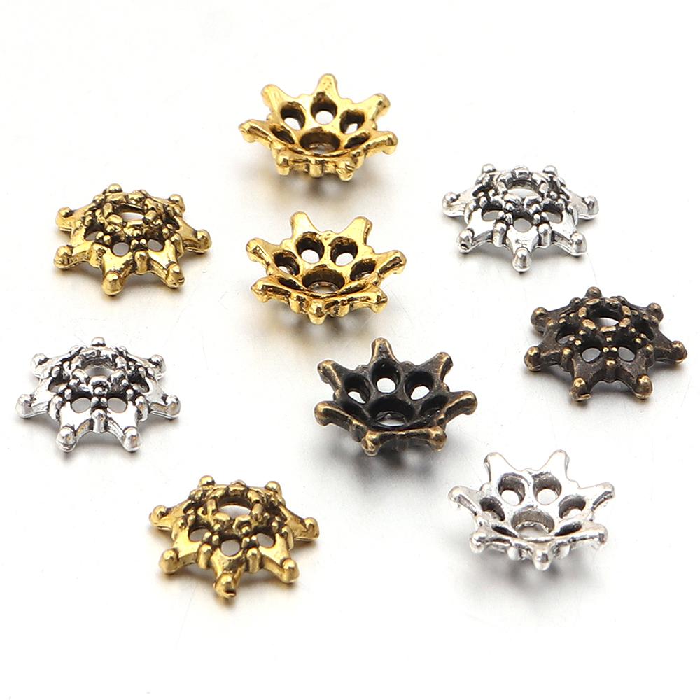 100pcs/lot Vintage Flower Bead End Caps Bead Caps Spacer Beads For Jewelry Making DIY Necklace Bracelet Earrings Accessories