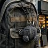 Plush Keychain Soft Fabric Zipper Design Round Shape Embroidered Pattern Portable Bag Charm for Everyday Use