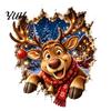 Holiday Wall Stickers Christmas Break-In 3D Decal, Santa Claus/Deer/Snowman/Elf/Dog/Nutcracker/Gingerbread Man Patterns Window Festive Home Decoration