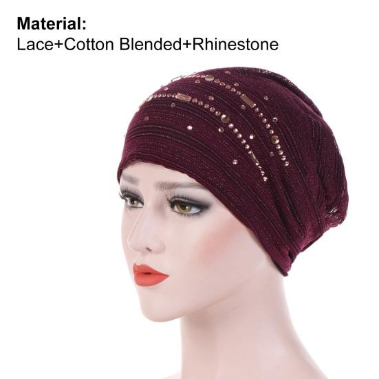 Cappello a turbante pieghevole sottile con strass Cappello lucido elastico Accessori per capelli da donna