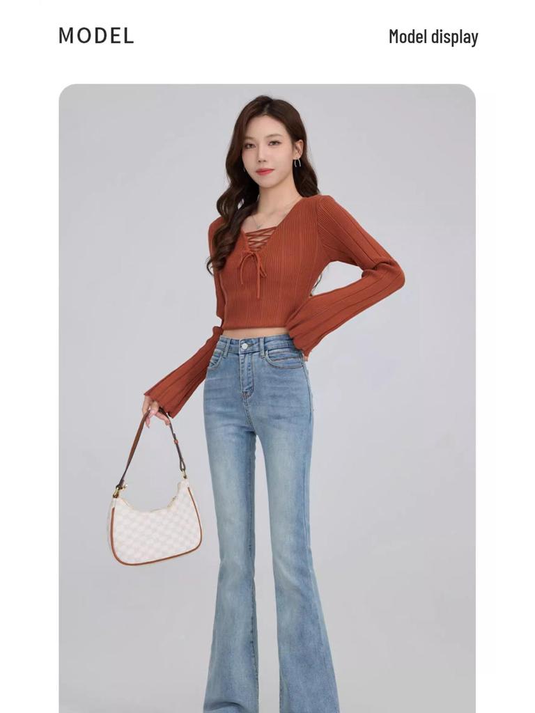 Plus Size Slimming High Waist Retro Flare Jeans for Women - Spring 2025 Collection