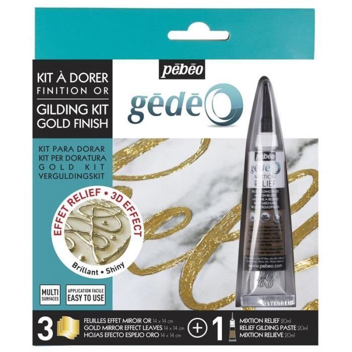 Kit à dorer - 3 feuilles miroir et mixtion 20 ml - Finition or