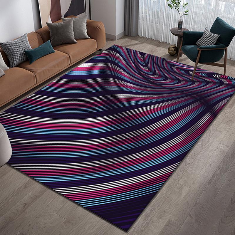 3D Abstract Carpet Color Lines Carpet Living Room Tea Table Visual Carpet Mat