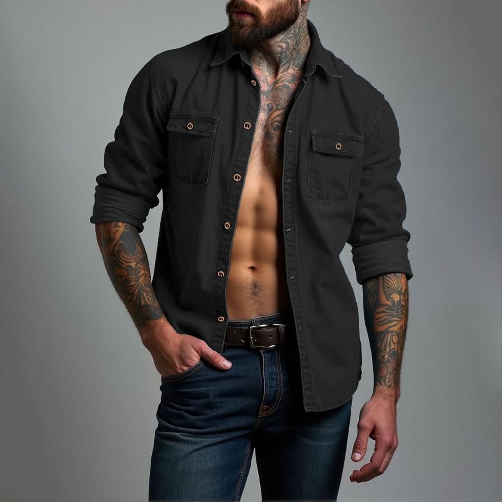 Ανδρικό Καλοκαιρινό Μονόχρωμο Πουκάμισο με Πε solάρια Μακρυμάνικο Ανδρικό Casual Μοντέρνο Μακρυμάνικο Πουκάμισο