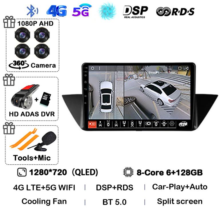 10"Android 14 Auto CarPlay For BMW X1 E84 2009 2010 2011 2012 Car Radio Multimedia Video Players Gps Navigation Stereo Head Unit