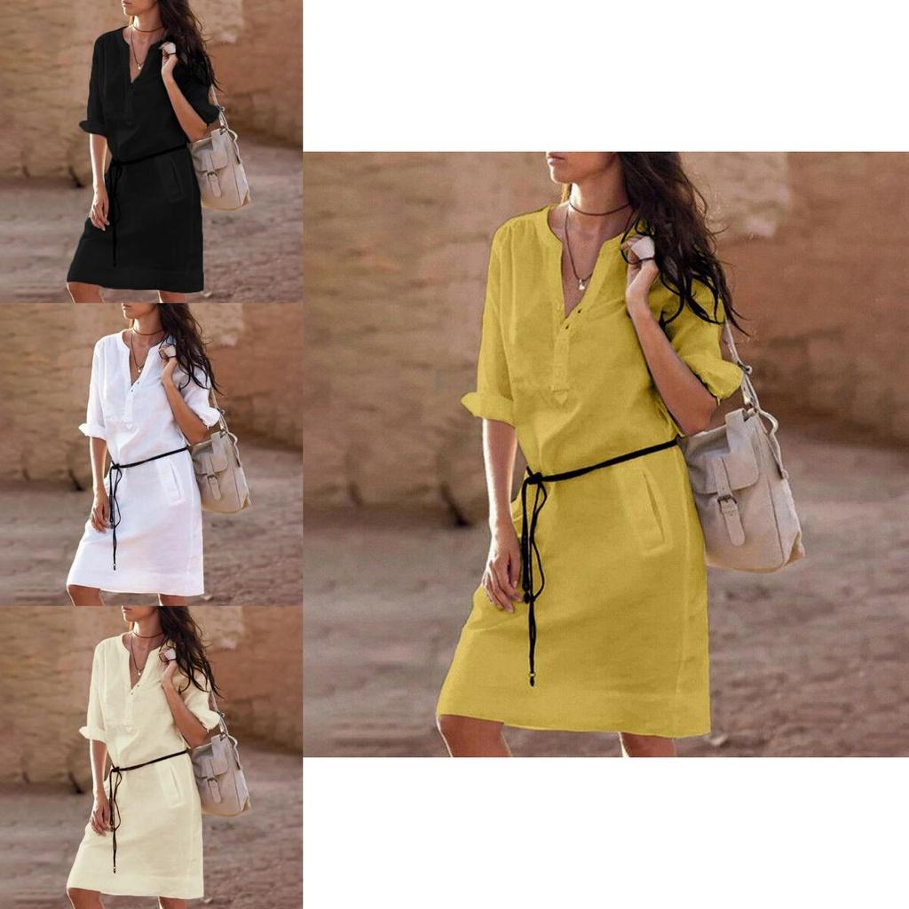 Plus Size Women Long Sleeve Shift Dress With Elegant V Neck Design For Casual Outings