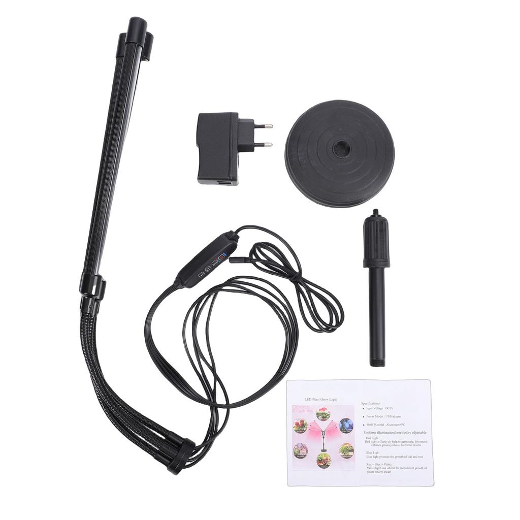 Grow Lights 4 Heads Red Blue Yellow Full Spectrum LED Plant Grow Lamp Auto On Off with Flexible Gooseneck for Indoor