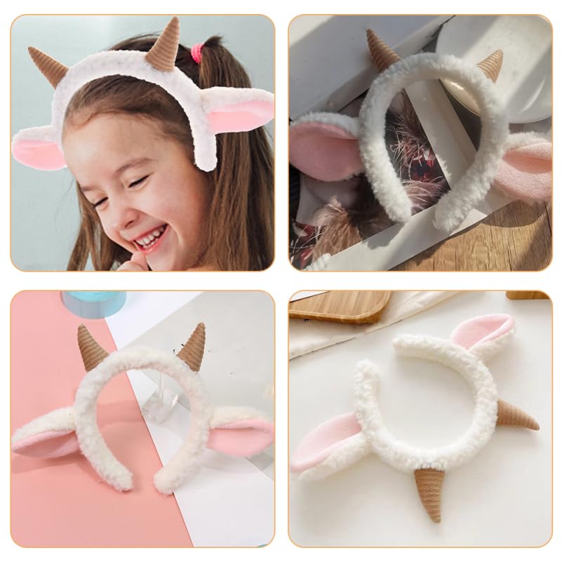 [OATIPHO] 2-Piece Claw Headband, Goat Horn Headband, Sheep Ear Cosplay Prop, Plush Sheep Headband, Party Sheep Ear Hair Decoration, Role-Playing