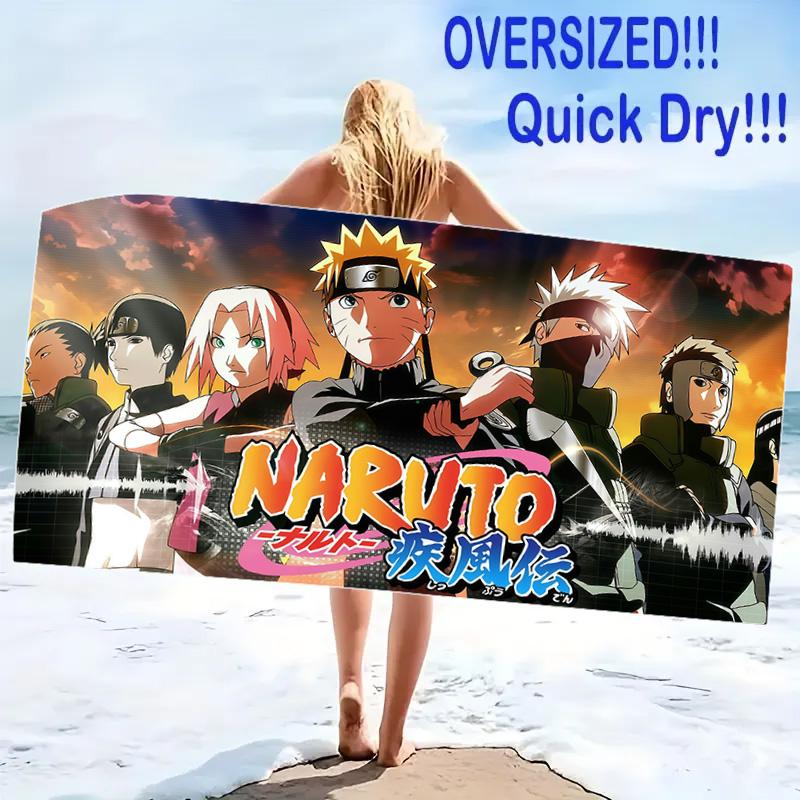 Anime Uzumaki Naruto Print Beach Towel, Large Soft Quick Dry Towel for Beach Camping Swimming