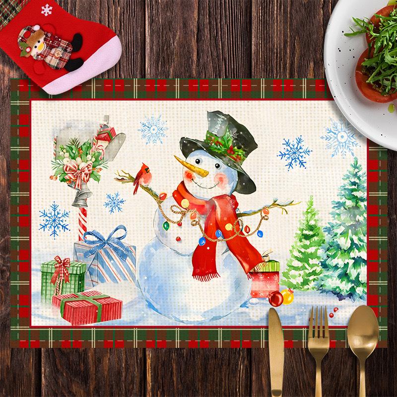 Christmas Table Mats Snowflake Tree Printed Placemats Dining Coffee Tables Decor Holiday Placemats Waterproof Festive Accessories Xmas Table Runner