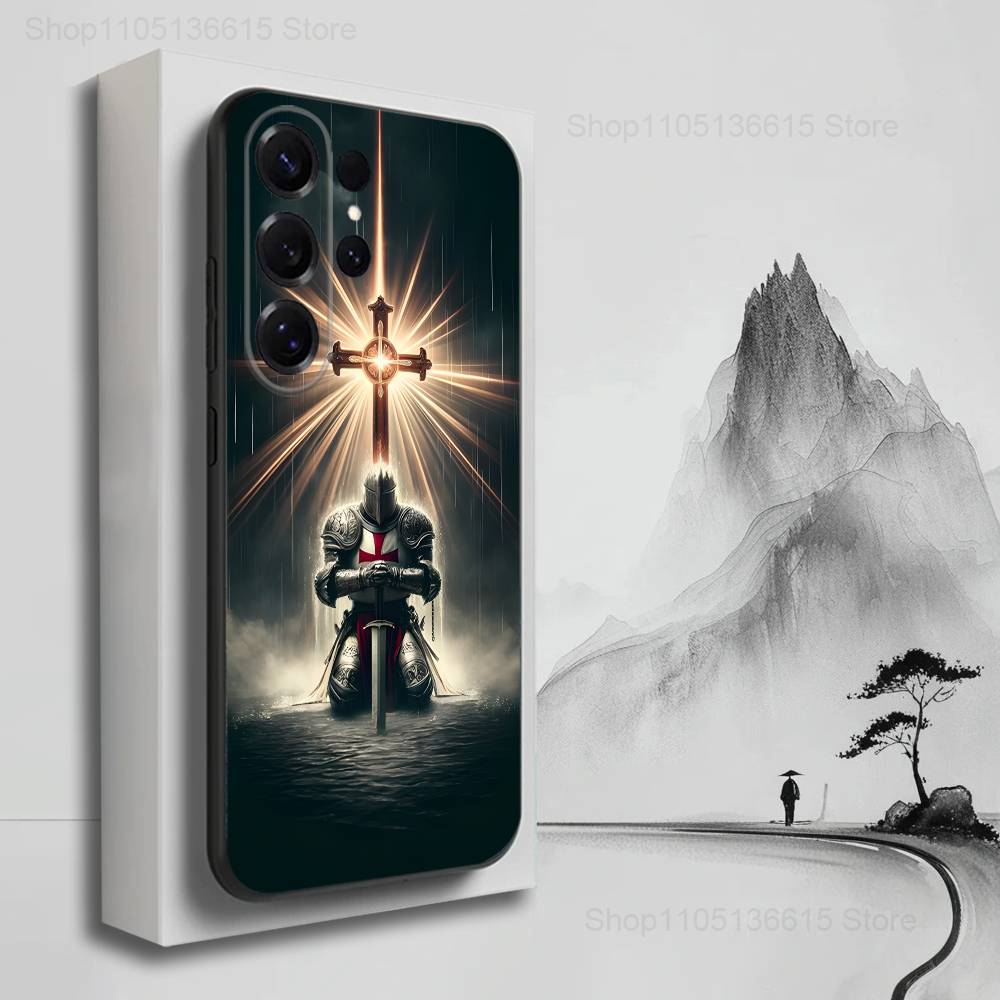 Crusaders Templar Knight Case For Samsung S10,Plus,S9,Ultra,S24,S21,S20,S23,FE,S22,S25,Lite,Soft Silicone Black