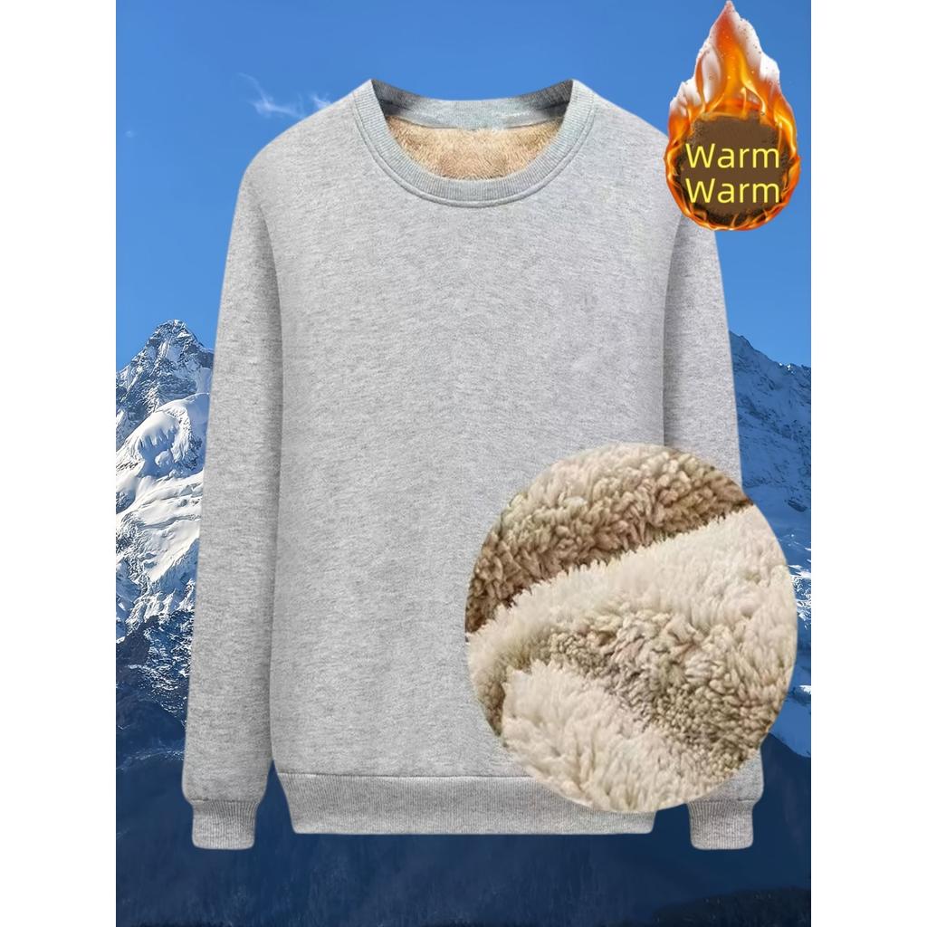 Tight Fitting Warm Clothing with Plush Insulation, Long Sleeves for Casual Sports, Autumn and Winter Tops for Outdoor Wear