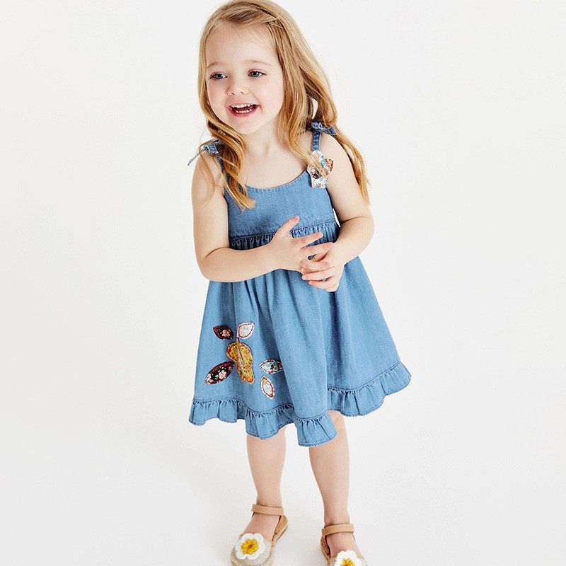

Модная юбка-сарафан для малышей, без рукавов, детская одежда Blue 5t /120 Size Recommended Height 120cm