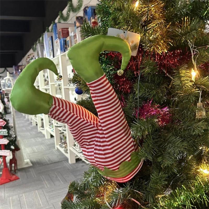 Swinging Legs Christmas Ornament Holiday Parties with Swinging Legs Decoration Plush Festival Christmas Charm