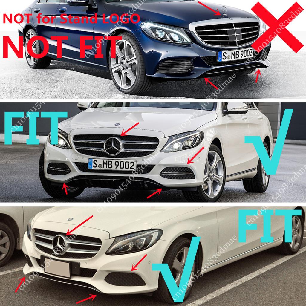 Front Bumper Lip Body Kit Spoiler Splitters for Mercedes C Class W205 S205 C180 C200 C220 C250 C300 2015-2018 Gloss Black ABS