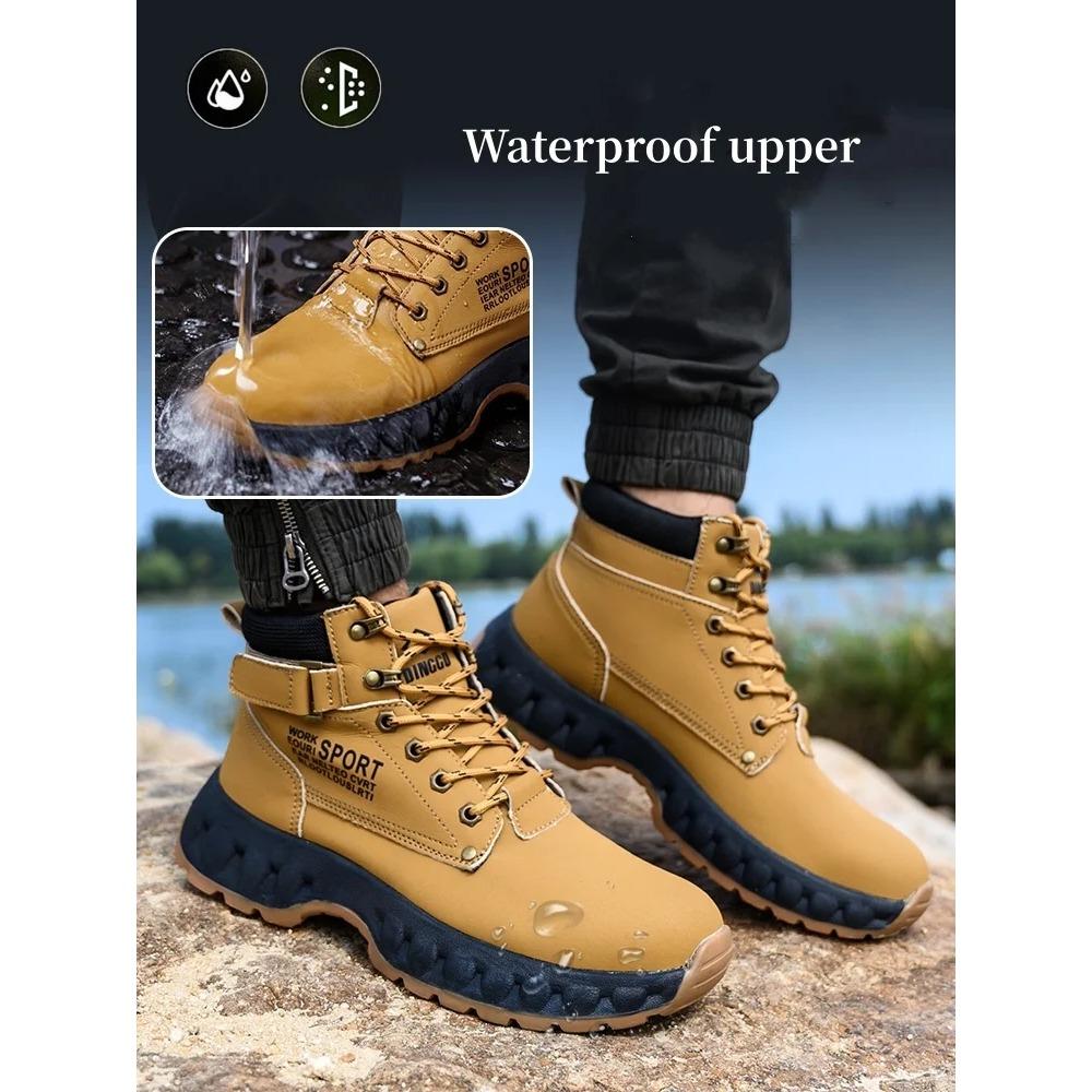 New Safety Shoes Men Boots High Top Work Sneakers Steel Toe Cap Anti-smash Puncture-Proof Work Boots Indestructible Shoes