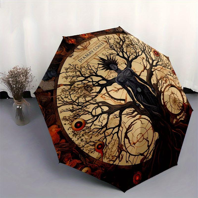 DIAMAV CONER: L'Arbre de Vie, Parapluie Impression d'Art Édition Limitée, Parapluie Mignon avec Design Mignon, Parapluie Compact Pliable 3 Plis Portable pour Hommes et Femmes,