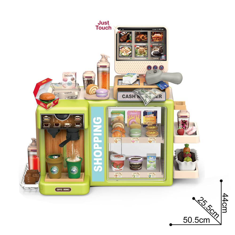 Playing House Children Simulation Candy Convenience Store Supermarket Touch Function Checkout Page Appliances Coffee Machine Toys