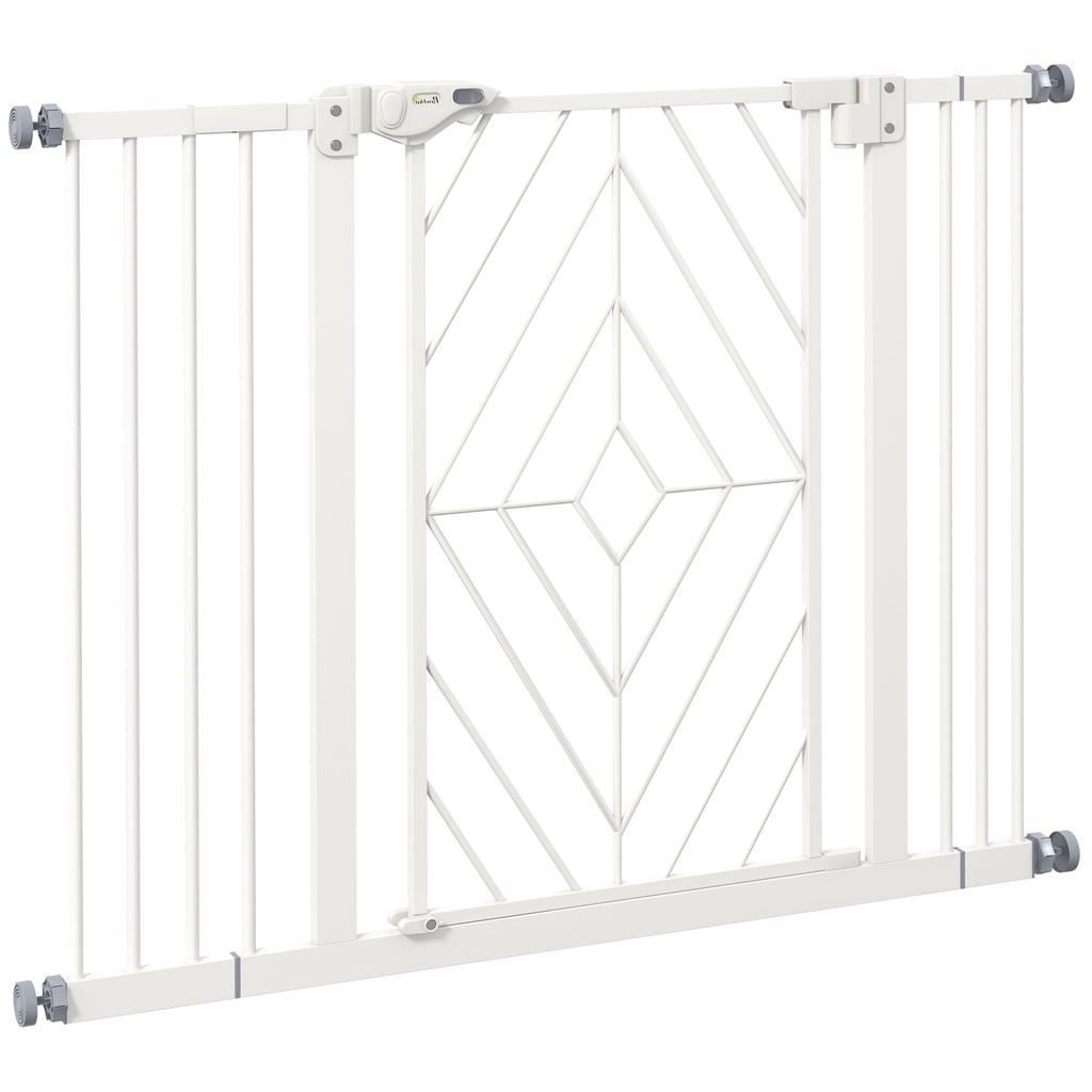 Pressure Fit Stair Gate Dog Gate W/ Auto Closing Door, Double Locking, Easy Installation, for 74-100cm Openings - White