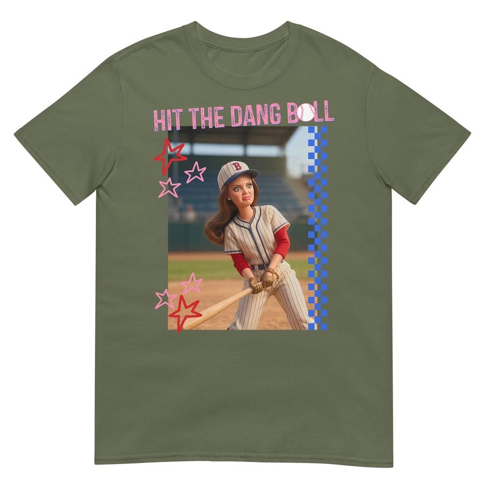 Hit The Dang Ball Baseball Mom Gameday Funny Doll Face Meme TShirt