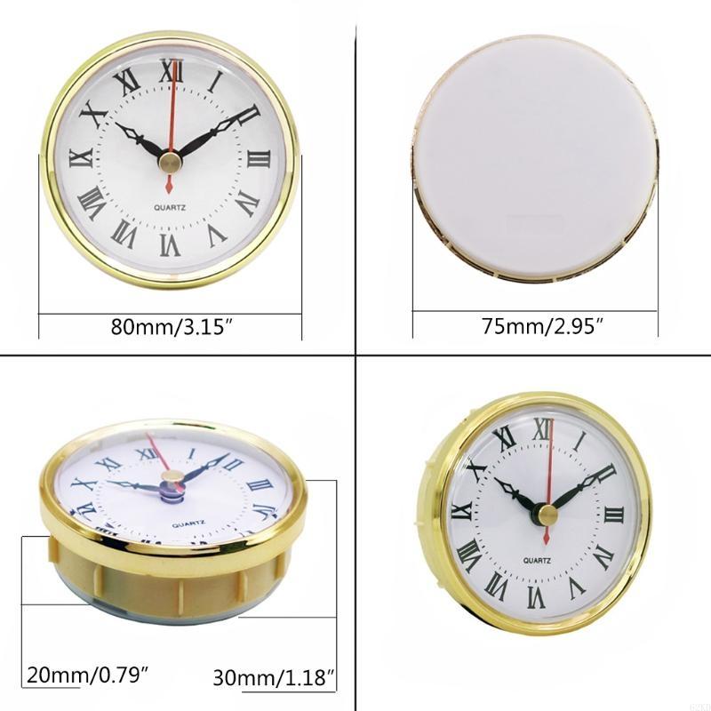 62KD Clock Movement 80mm Round Numeral Clock Insert with Gold Trim Home Decor for DIY Crafts Accessories