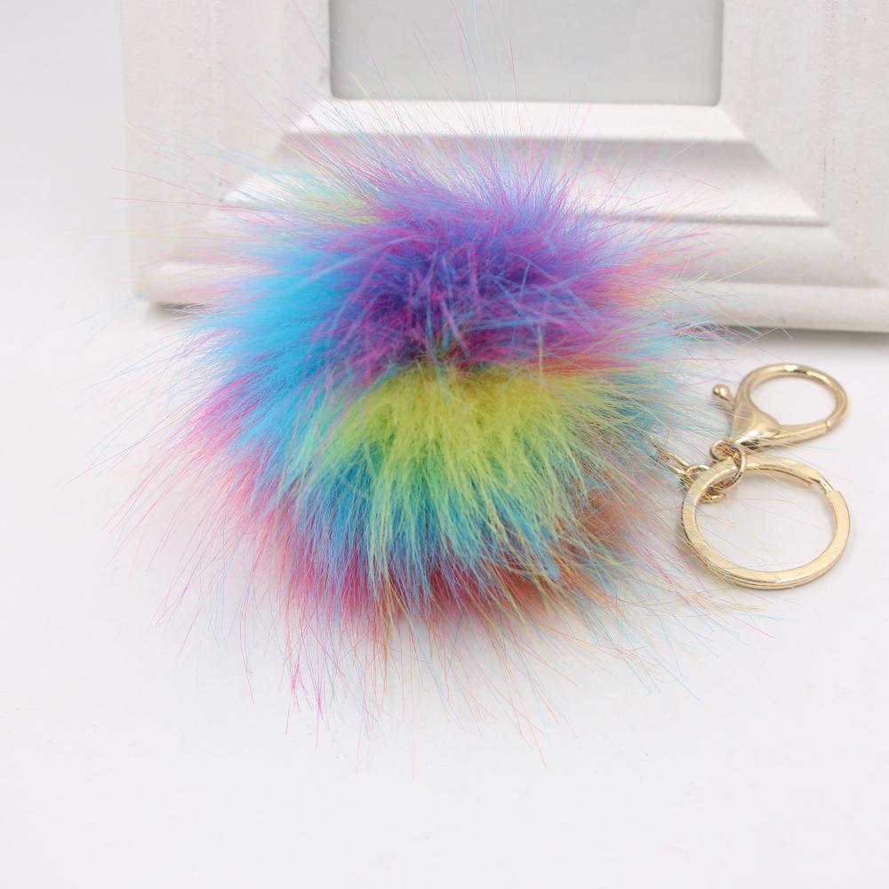Color Hairy Ball Keychain Bag Backpack Pendant