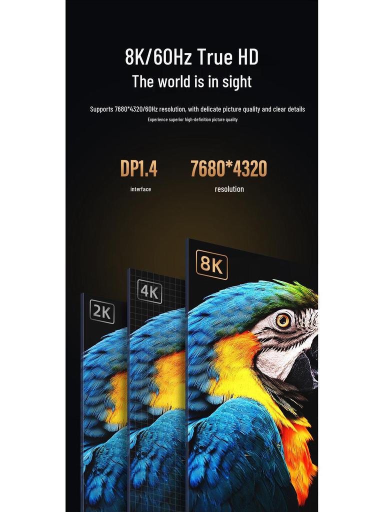 Biyaz Type-C to DP1.4 8K Adapter Cable, High-Definition Video, 165Hz/240Hz Refresh Rate.
